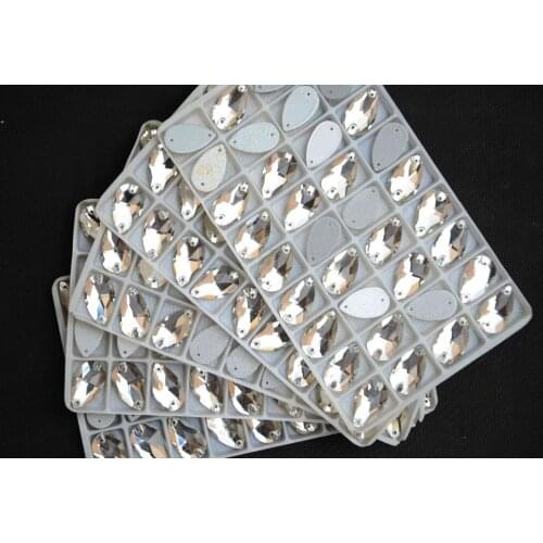 Flatback Teardrop Sew On Stones Crystal Clear Color 2holes 7*12,11*18,13*22,16*25,17*28,22*38,10*14mm Drop Sewing Glass Crystal