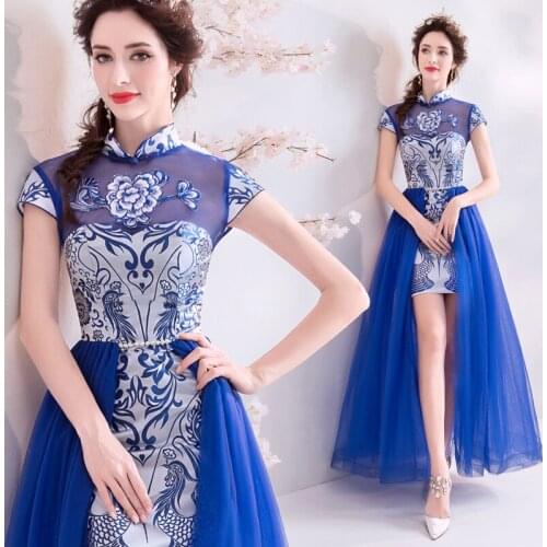 China classical style Evening Dress long royal blue prom dress vestido de noiva homecoming dress 2019 new year party gown