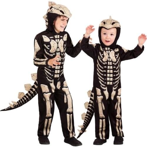 Dinosaur Jumpsuit Hoodie for Baby Toddler Onesie Kids Animal Costume Stegosaurus Fossil Bones Clothes Cosplay for Halloween