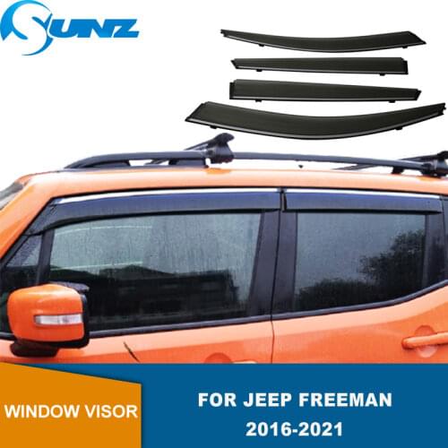Car Window Visor For Jeep Freeman 2016 2017 2018 2019 2020 2021 Sun Rain Smoke Vent Shade Tape-On Outside Visors SUNZ