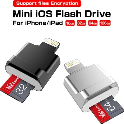 Mini Card reader OTG Usb Flash Drive 16GB/32GB/64GB/128GB Micro SD For Iphone Ipad Tablet phone lightning Pen Drive Usb Stick