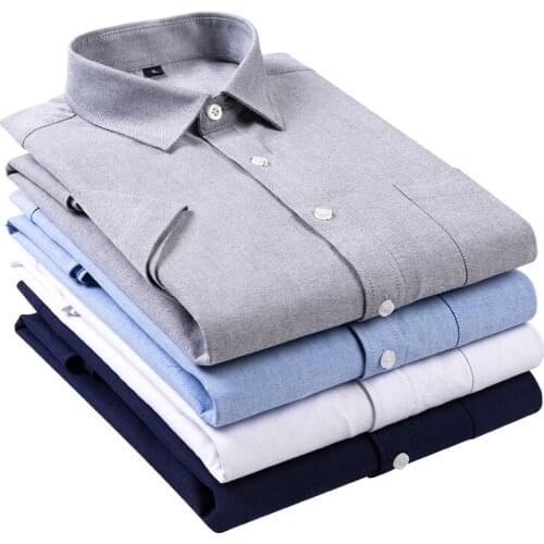 Mens Oxford Cotton Fashion Stripe Casual short Sleeve Shirts Retro Style High Quality Design Mens Dress Shirts Blouse