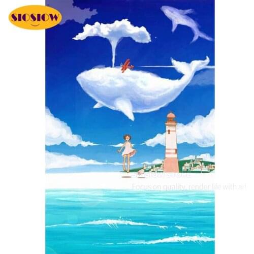 5 D Diy Diamond Painting Cartoon Whale Full Square Round Painted Cross Stitch 3d Diamond Mosaic Embroidery Decoration Kids Room