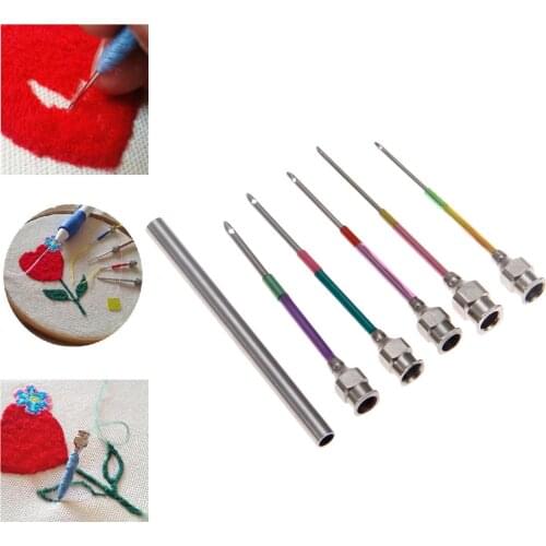 Embroidery Stitching Punch Needle Sewing Tool Set 9# 10# 12# 14# 16# With Needle Bottle Embroidery DIY Tools