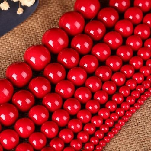 1 Strand Charming Red Imitation Coral Round Loose beads 6mm 8mm 10mm 12mm 14mm 16mm Spacer Bead for DIY Jewelry Making Materials