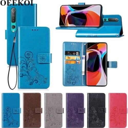 OEEKOI Four Leaf Clover PU Leather Wallet Flip Cover Case for Xiaomi Mi 10 Pro
