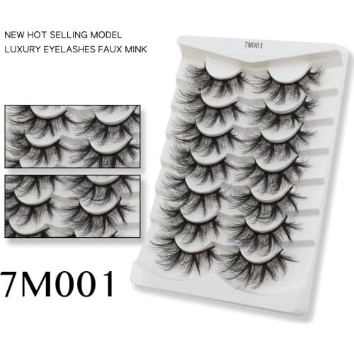 TDANCE Wholesale 7 Pairs/Pack 20mm Synthetic Silk Lashes Fluffy Soft Wispy Natural Long False Eyelashes Reusable Strip Lash Cils