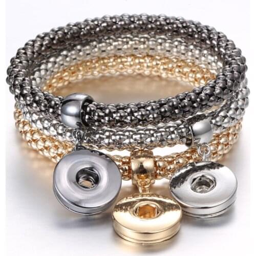 Wholesale Metal 18mm Snap Button Bracelet Gold Silver Plated Charm Bracelets for Women Fit DIY 20mm 18mm Snap Buttons Jewelry