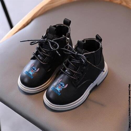 Autumn Winter Frozen Elsa Warm Kids Martin Boots for Girls Boys Fashion Leather Boots Soft Stitch Non-slip Children Running Shoe