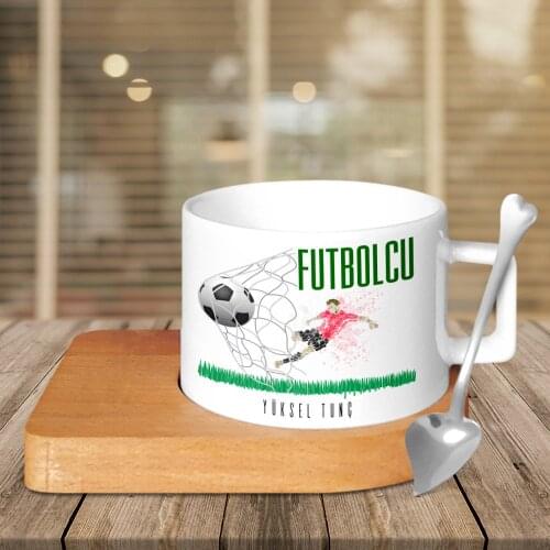 Personalized Professional Football Player Wood Altlıklı Ceramic Cup-2