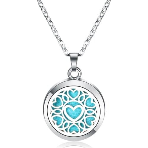 New Heart Of Love Aroma Perfume Diffuser Locket Pendant Stainless Steel Magnetic Necklace Essential Oil Aromatherapy Box Jewelry