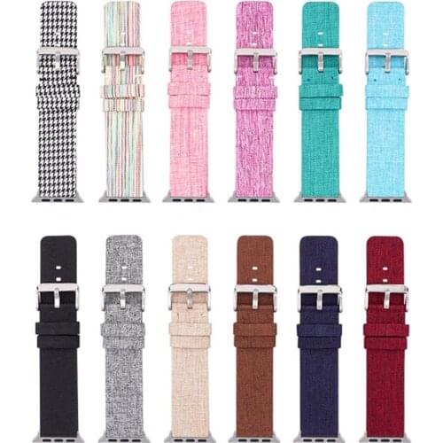 Woven Canvas Nylon Strap for Apple Watch 38MM 40MM 42MM 44MM Rainbow Watchband Hot Sale Wrist Bracelet for i Watch 6 se 5 4 3 2
