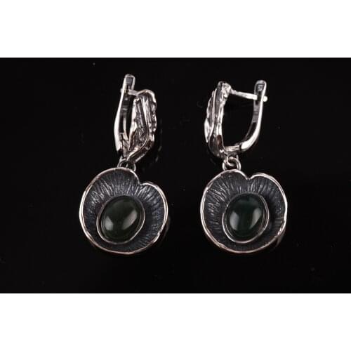 UM US JEWELRY Emerald Cubic Zirconia 925 Sterling Silver Earrings