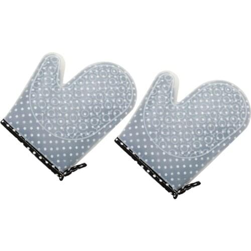 Silicone Oven Gloves 2 Pcs Set,Ilicone and Cotton Double Heat Resistant Non-Slip Oven Mitts,for Kitchen Baking Cooking