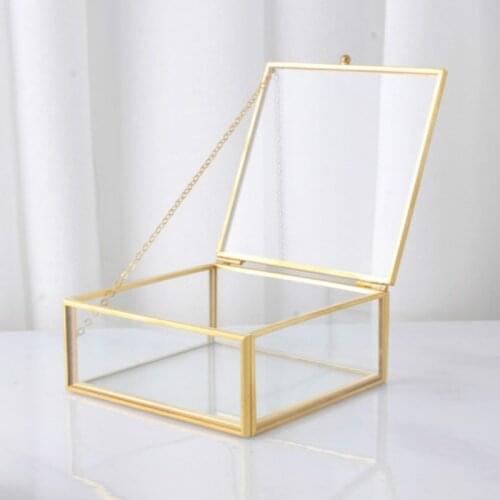 Glass ewelry Box Table Container For Displaying Jewelry Keepsakes Home Decoration Plants Container Ewelr WF1107