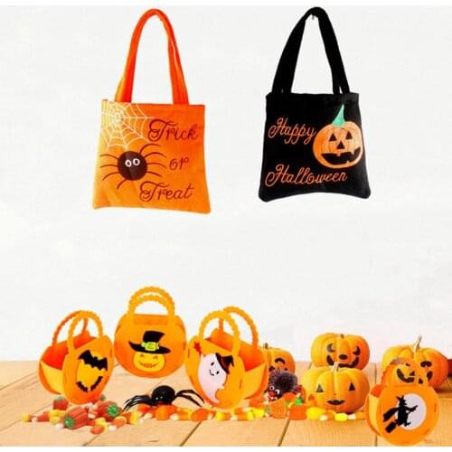 Halloween Candy Tote Bag Children Baby Kid Halloween Pumpkin Bag Kids Handbag Bucket Child Funny Candy Gift Bag Holiday Supplies