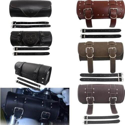 Saddlebags For Motorcycle Bag Cruiser Tool Bag Fork Barrel Shape Handlebar Front Fork Bag Black Saddle bags Tools Universal