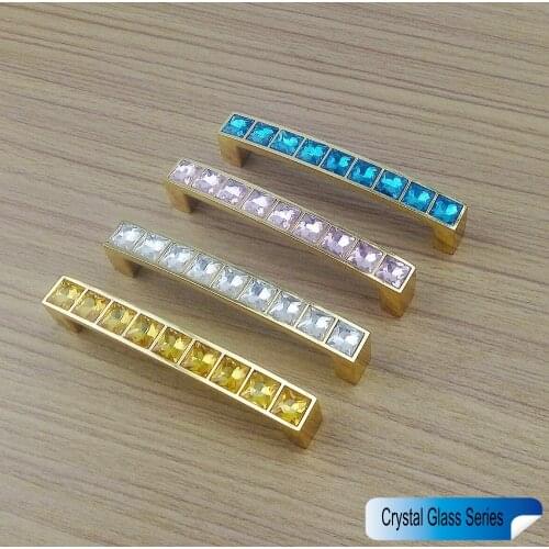 Super Shiny Real Crystal Glass Diamond Gold Handle Furniture Sliding Door Drawer Knob Wardrobe Kitchen Cabinets Cupboard Pulls