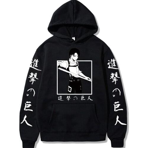 Hip Hop Hooded Hot Anime Hoodie Attack on Titan Long Sleeve Sweatshirts Men Women Streetwear Autumn Boys Black Unisex Pullovers