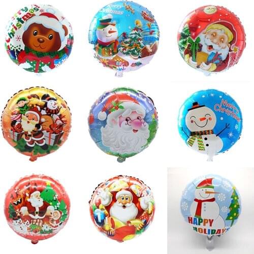 18inch Christmas Balloons Snowman Santa Claus Round Foil Helium Balls Merry Christmas New Year Party Decorations Supplies Globos