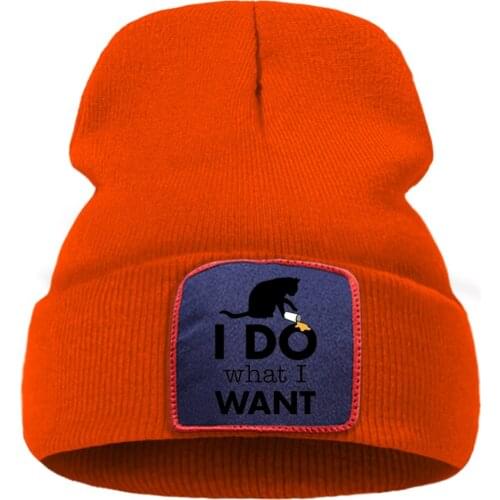 I Do What I Want Funny Printed Cat Winter Cap Street Fashion Warm Beanie Caps Simple Casual Unisex Caps Quality Comfort Hat