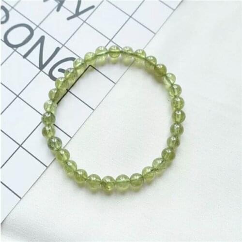 Genuine Natural Green Garnet Transparent Stretch Charm Crystal Round Bead Women Bracelet 6mm