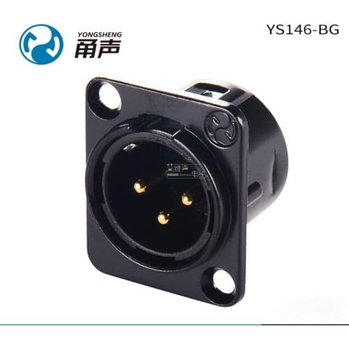 1Pcs YS146-BG Yongsheng short tail black gold version three-core XLR male socket 86 panel mounting 3 audio accessories
