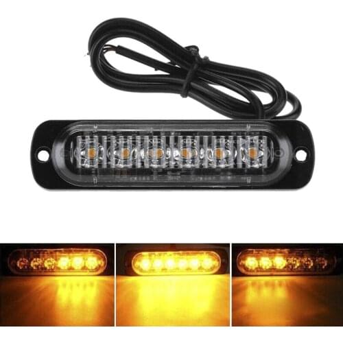 1x 6 Leds Strobe Dash Emergency Flashing Warning Light For Car Truck Yellow Light Strobe Light Ultra-thin Flashing Warning Light