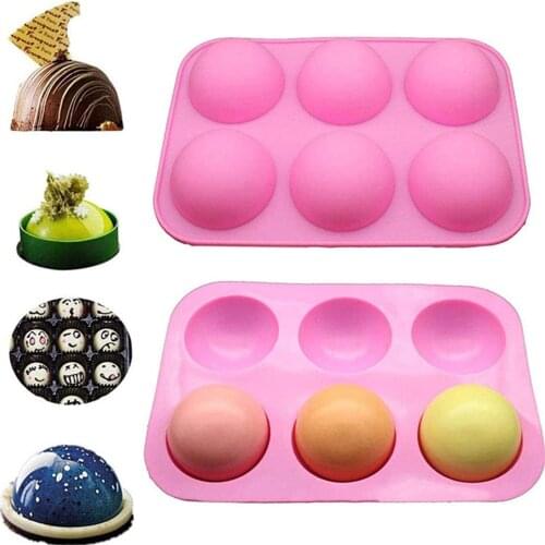 2pcs Round Semi-spherical Non-stick Cake Mold Pudding Jelly Chocolate Festival Party Cake Silicone Mold Home Baking Kitchen Tool