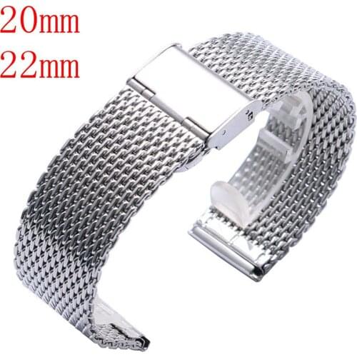 20/22mm High Quality Stainless Steel Mens Watch Band Web Mesh Watch Strap for Men Women Watches 2 Spring Bars Replacement