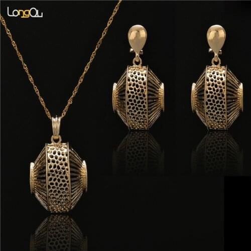 2016Top quality African bead jewelry set for women party accessories huge vintage fashion indian gold-color jewelry set Gift