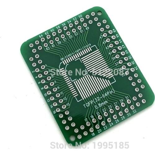 5PCS QFP/FQFP/LQFP TQFP32 / TQFP44 / TQFP64 / TQFP80 TQFP100 0.5MM 0.8MM IC adapter Socket / IC connector adapter board PCB NEW