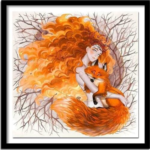 Diamond Diy Diamond Embroidery Angels And The Fox Diamond Painting Cross Stitch Floral Rhinestone Decoration Needlework