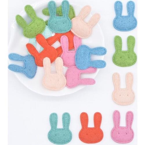 100Pcs 20*25mm Cloth Fabric Kawaii Rabbit Applique Padded Patches for DIY Clothes Hat Shoes Headwear Hairpin Festival Decor K54
