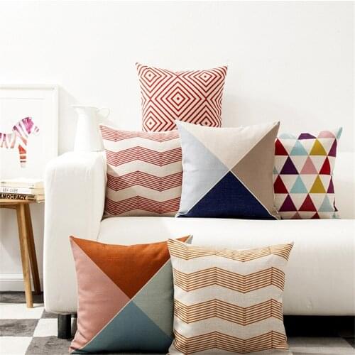 Decorative throw pillow case square shape colorful geometric Polyester cushion cover for sofa home capa de almofadas 45x45cm
