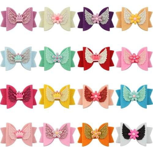 16pcs/set Kid Hairpins Girls Bows Clips Glitter Hairgrips Non-woven Soft Hairbow Resin Sweet Heart Animal Children Head Wears
