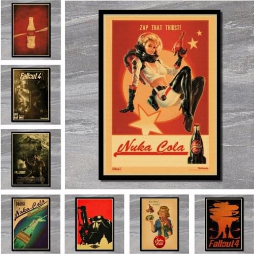 Fallout Game Poster Bar Kids Room Home Decor Game Drawing Retro Kraft Paper Wall Sticker Decoration Wall Decals