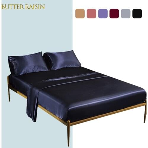 Slik Bedding Set Bed Sheet&Mattress Cover&Pillowcase 3/4pc Twin Full Queen King Size Solid Color Bed Linen Mattress Protector