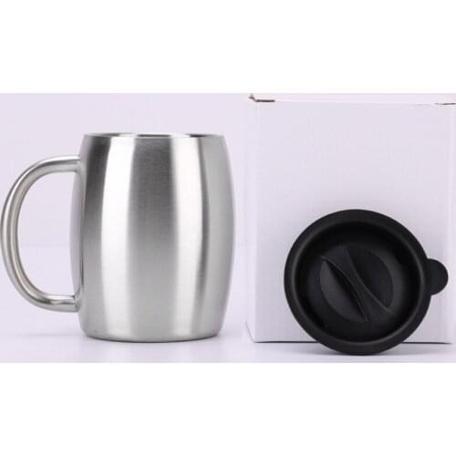 12oz Coffee Mug with Handle Insulated Stainless Steel Travel Double Wall Vacuum Reusable Cup Lid Handgrip