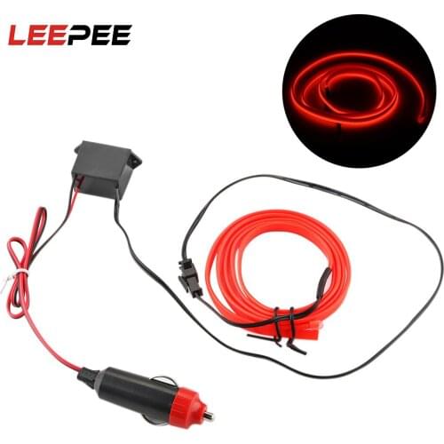 LEEPEE 1M Car 12V LED Cold Lights Atmosphere Lamp Interior Decoration Auto Lamps Flexible Neon EL Wire Car styling Light Strips