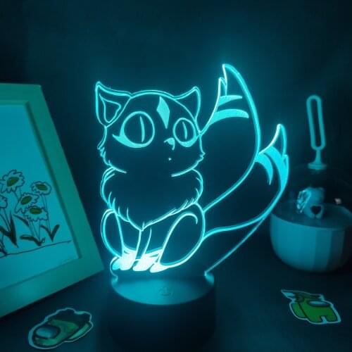 Manga Inuyasha Anime Kirara Nekomata 3D Colorful Lava Lamps LED Battery Night Lights Neon RGB Bedroom Bedside Table Decoration