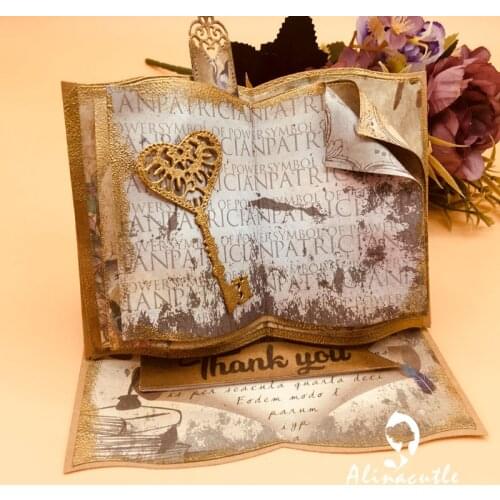 Metal Cutting Dies Lace Edge Open Book Die Cut Scrapbooking Paper craft album Handmade Card Punch Die Cut Art Cutter Alinacutle
