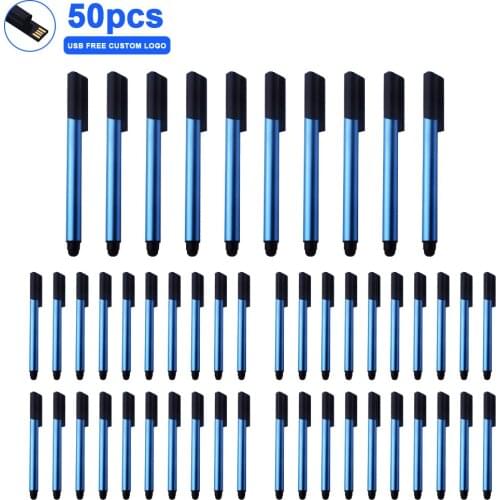 50pcs/lot free logo metal USB flash drive 4GB 8GB 16GB 128gb Ballpoint pen pen drive 32G 64G Pendrive Flash Drive u stick gift