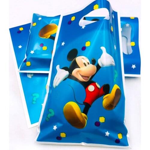 Mickey Mouse Plastic Candy Gift Bag Theme Party Bag Loot Bag Kids Birthday/Festival Christmas Party Supplies 10pcs/set