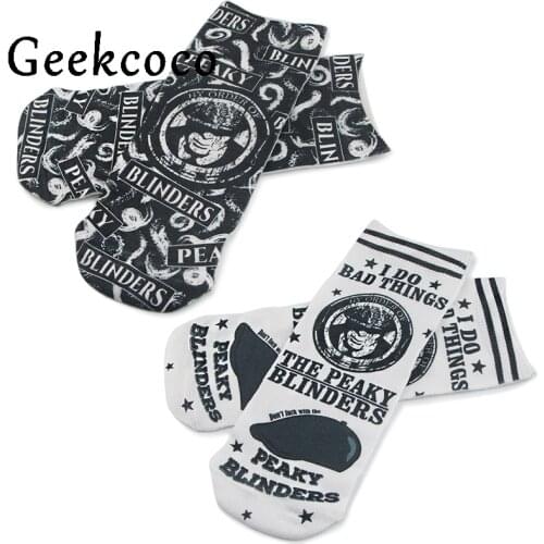 J1257 Movie Print Cotton Short Socks Cute Unisex Skatebord Socks Fashion One Side Print Socks For Girls Boys