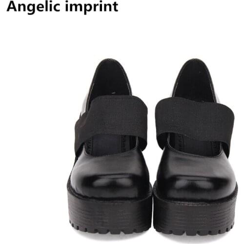 Angelic imprint fashion woman mori girl lolita cosplay punk shoes lady high thick heels pumps women princess dress party shoes