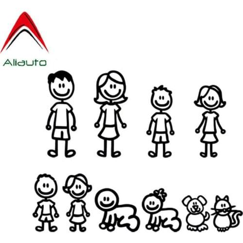 Aliauto Cartoon Fashion Car Stickers A Large Family Vinyl Sunscreen Anti-UV Decal Decorative Accessories Black/Silver,38cm*29cm