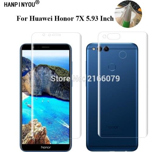 For Huawei Honor 7X 5.93" Soft TPU Front Back Full Cover Screen Protector Transparent Protective Film + Clean Tools
