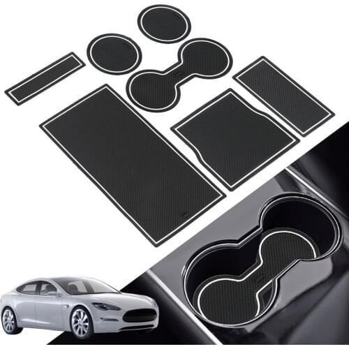 7pcs Anti-slip Pads for Tesla Model 3 Y Anti-slip Mat Console Wrap Mat Non-Slip Groove Mat Console Cup Holder Pads Model3 ModelY