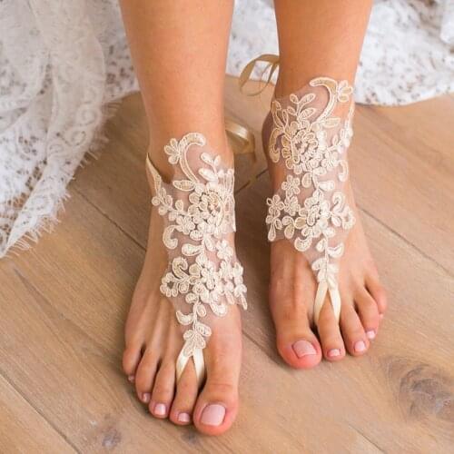 New 1 Pair Bridal Barefoot Sandals Shoes Accessories Anklets Sequins Lace Wedding Decor Chain Women Lady Foot Jewelry Chain
